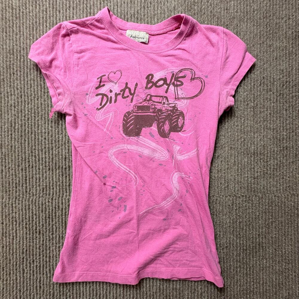 Vintage Y2K I Heart Dirty Boys Pink Baby Tee